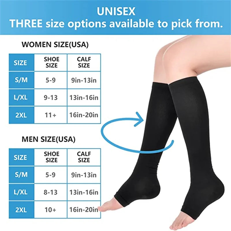 Varicose Vein Relief: S-XXL Toeless Compression Socks ATHLEXES