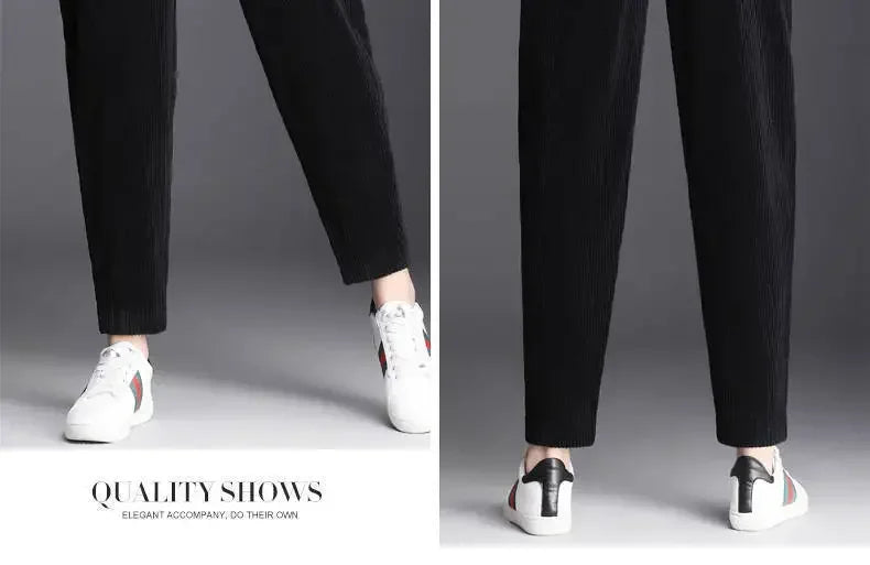 Plush Corduroy Harem Pants for Cozy Autumn Style ATHLEXES