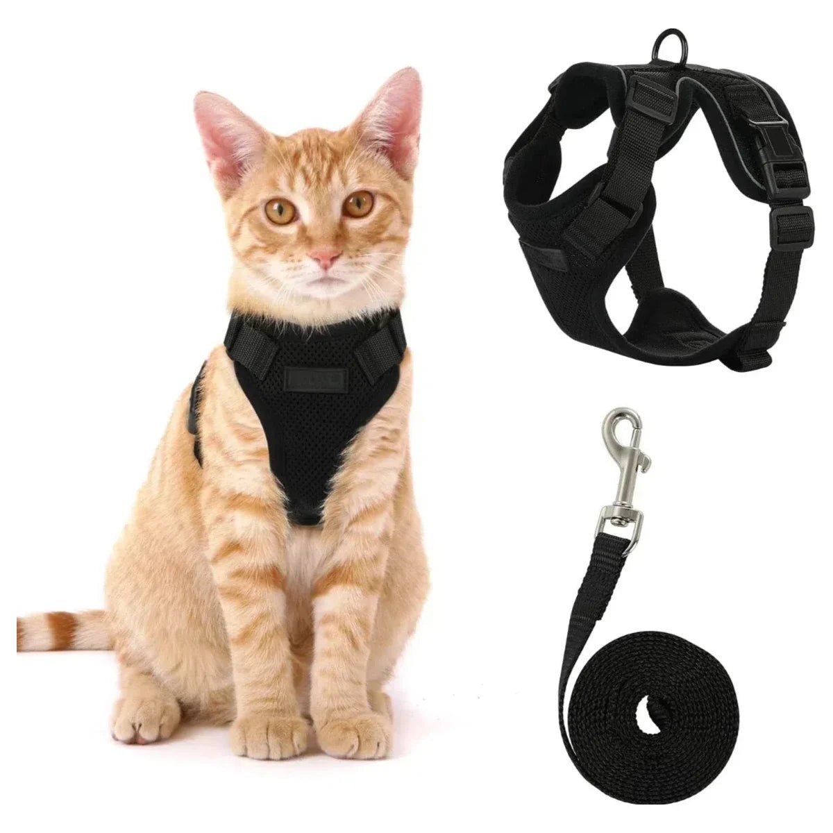 Cat Harness Lead Leash Set Walking Training Escape Proof Adjustable Reflective Pet Vest Harness Kitten Collar Pet Supplies ATHLEXES