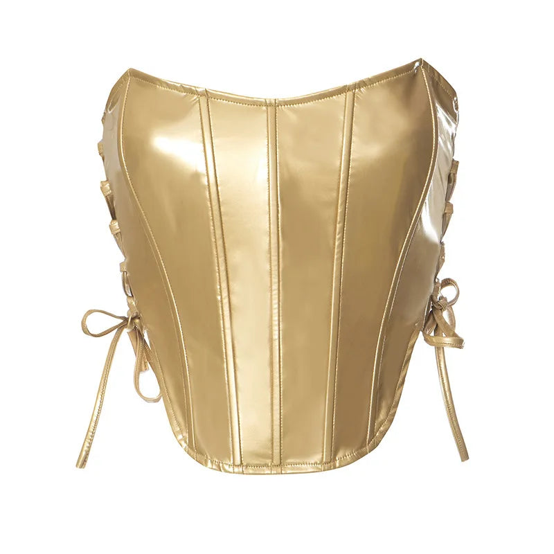 Goddess Glam Metallic Corset Top ATHLEXES