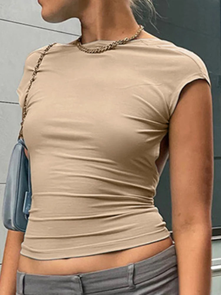 Blue Y2K Backless Crop Top for Women ATHLEXES