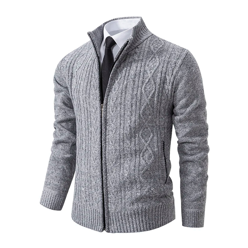 Velvet Warmth High Collar Cardigan for Men - Winter Knitwear ATHLEXES