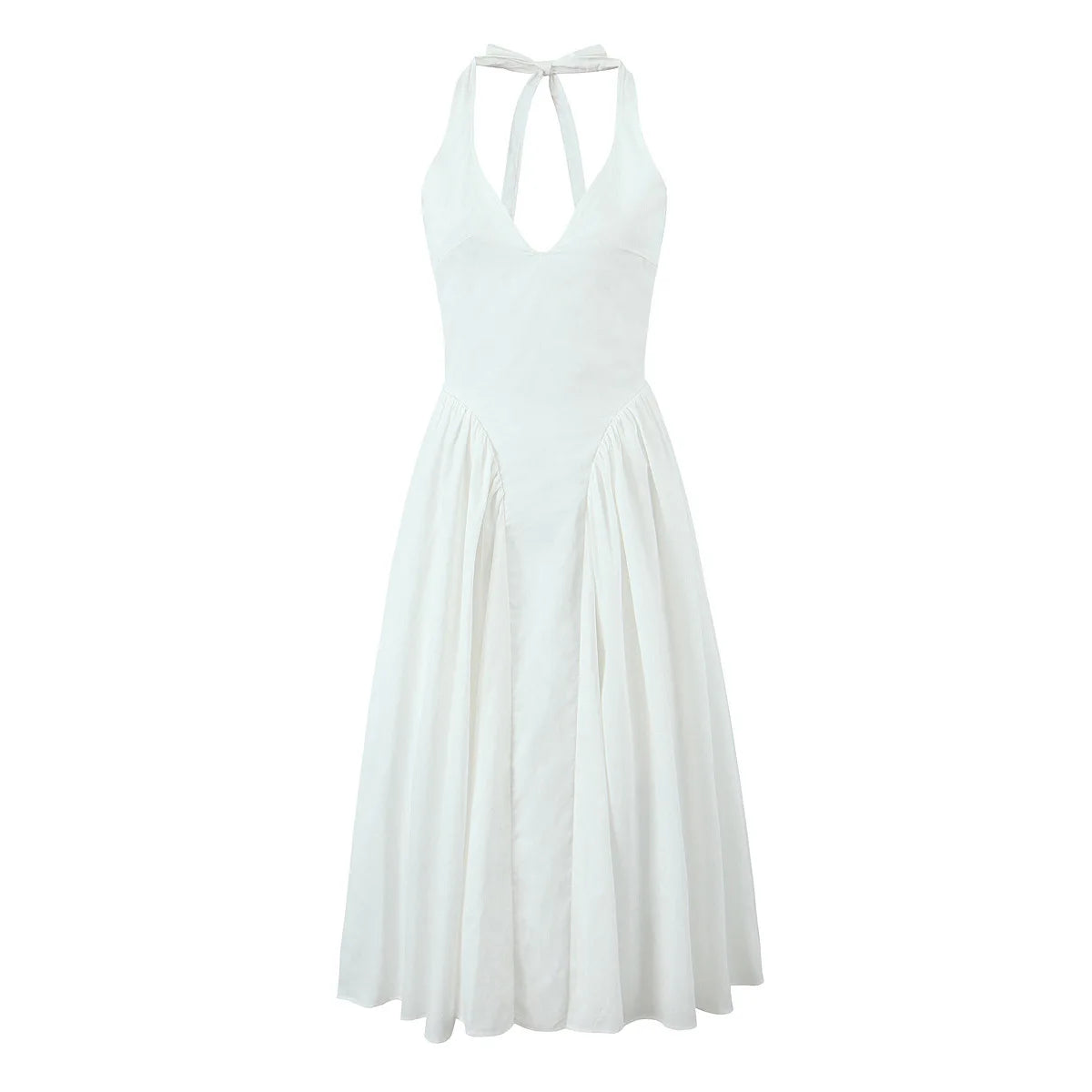 Chic White Backless Halter Dress for Summer Events ATHLEXES