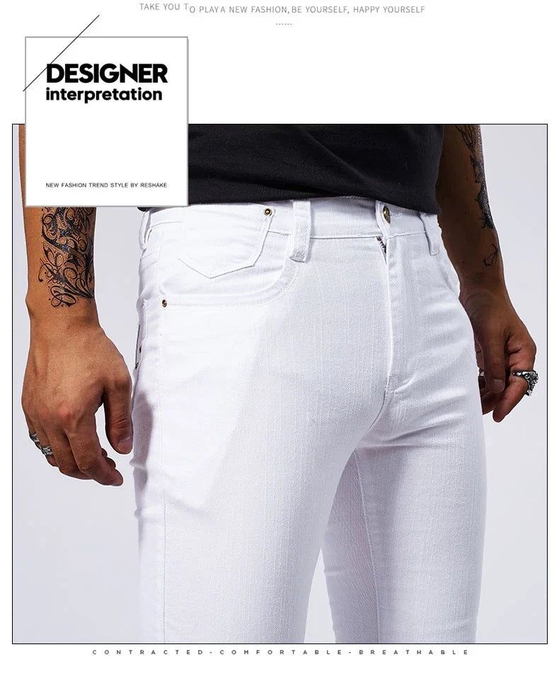 Urban Style Slim Fit White Denim Jeans ATHLEXES