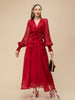 Elegant Red Chiffon Party Dress for Women ATHLEXES