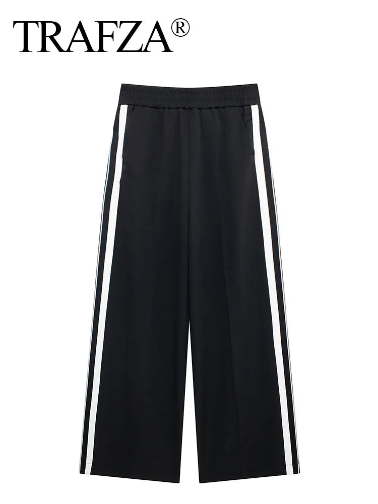 TRAFZA Luxe Stripe Jacket & Trousers Set for Women ATHLEXES