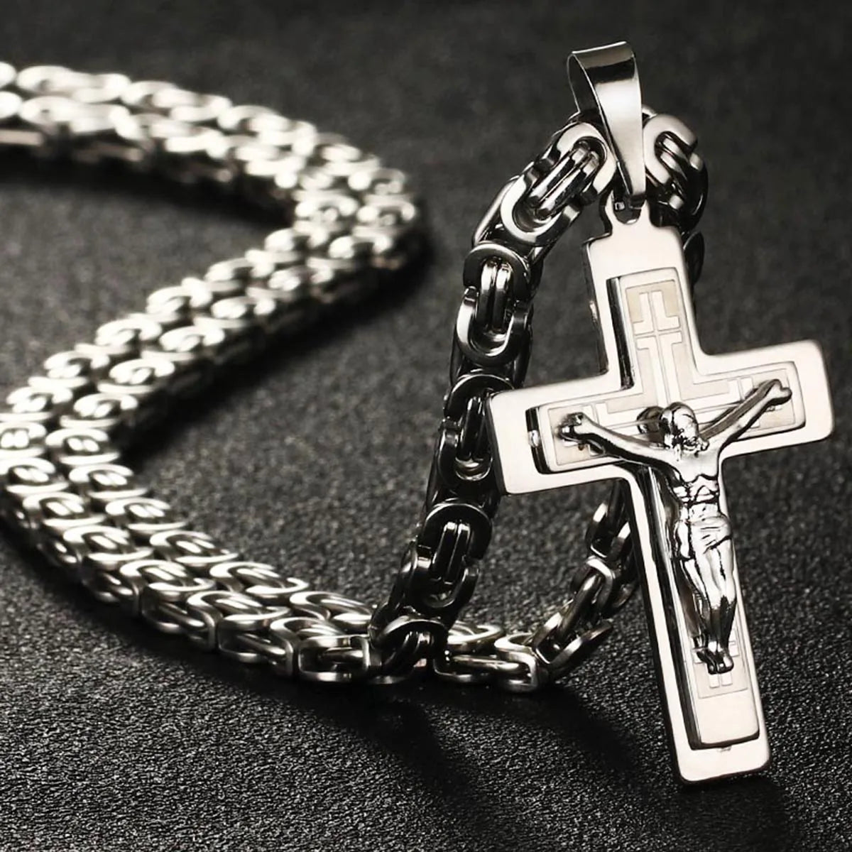 Divine Faith Stainless Steel Jesus Cross Necklace ATHLEXES