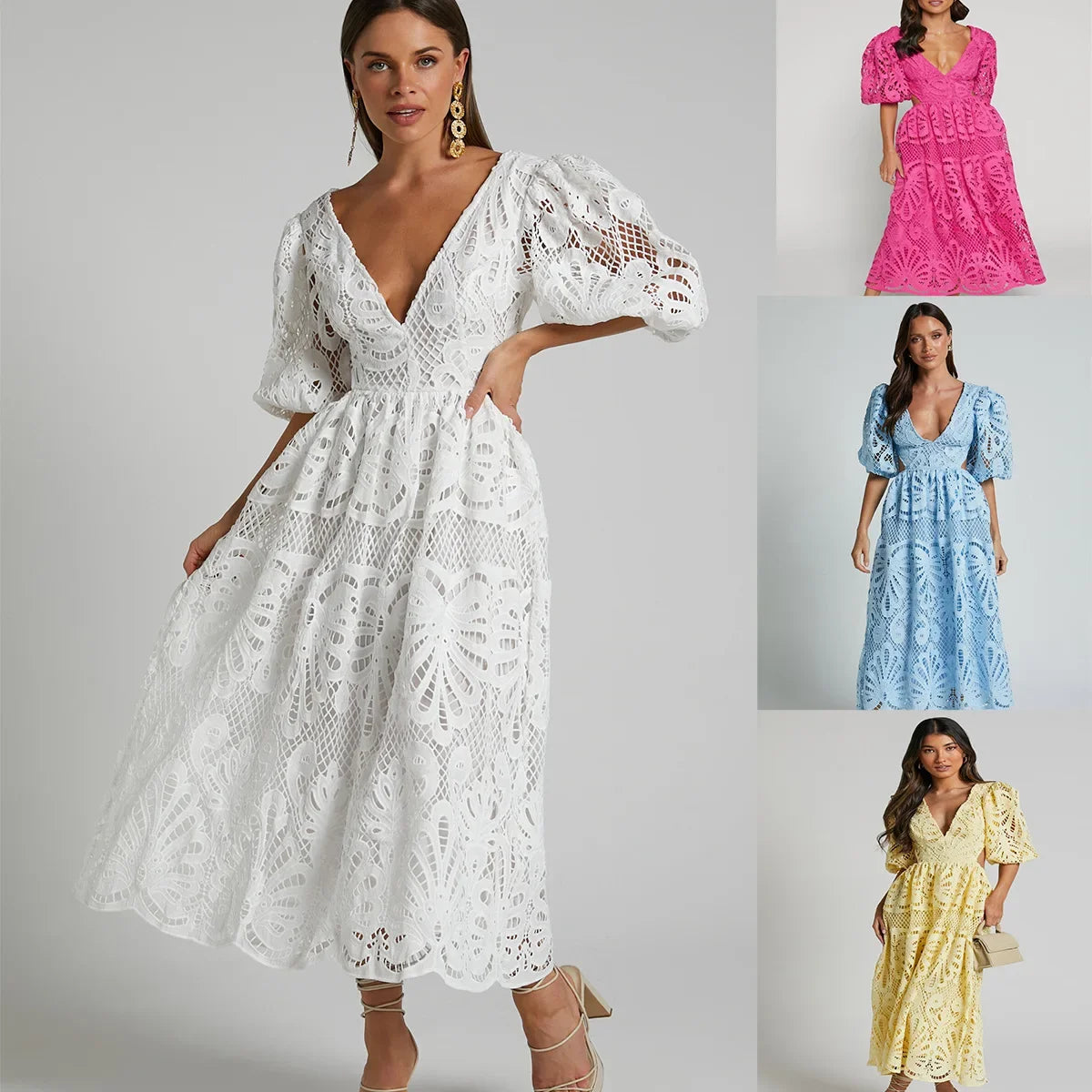 Elegant Lace Embroidered Summer Dress ATHLEXES