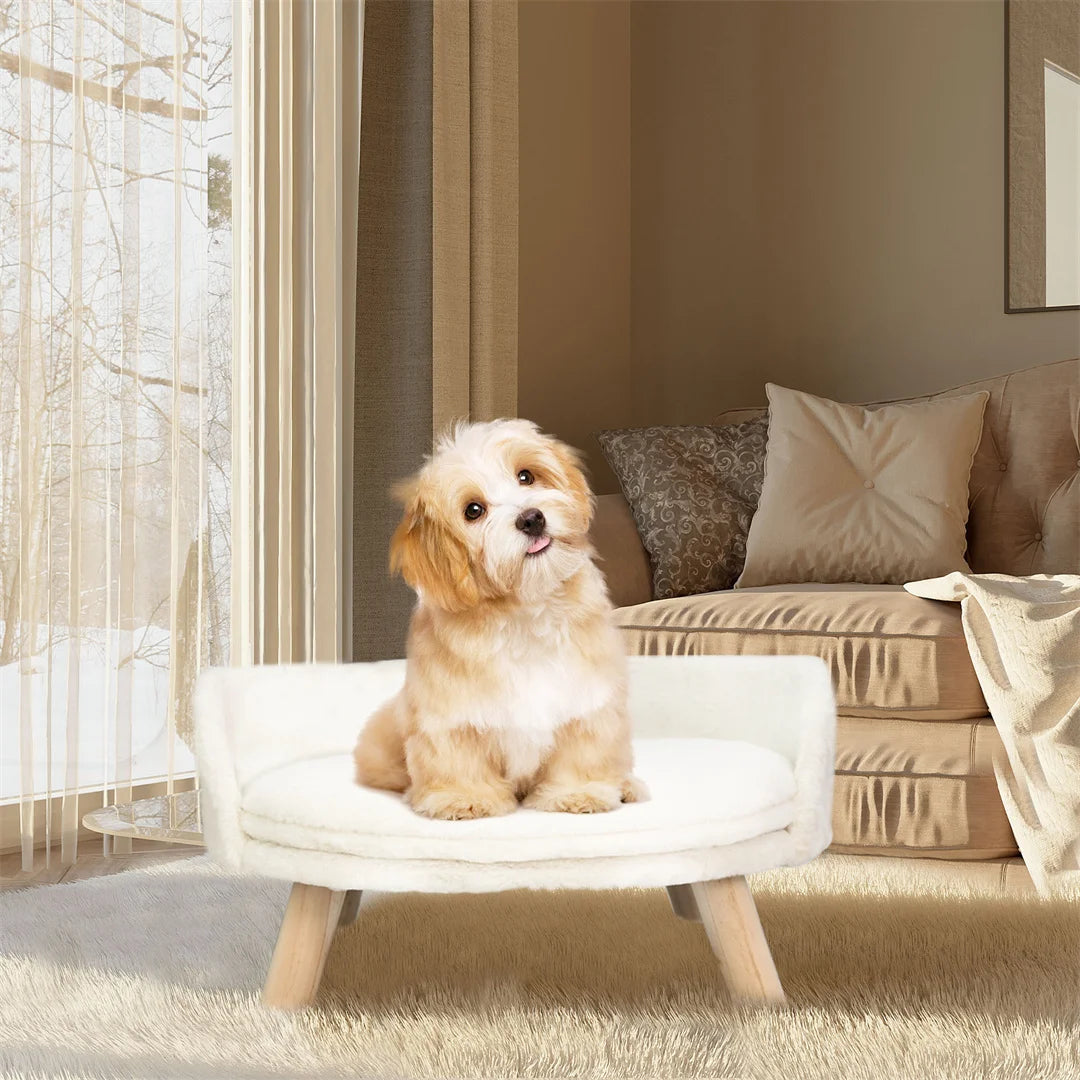 PlushNest Luxury Cat Bed with Waterproof Cushion and Stylish Wood Legs ATHLEXES