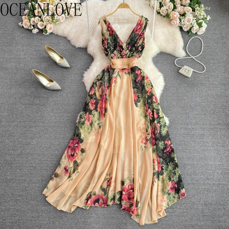 Oceanlove Floral A-Line Summer Dress ATHLEXES