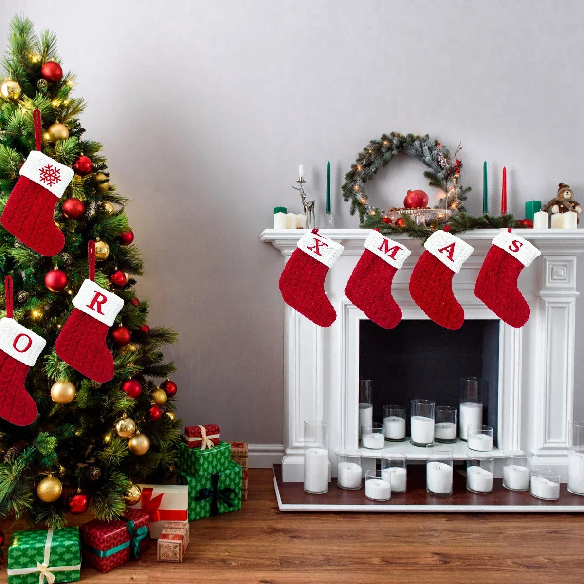 Festive Knitted Christmas Letter Stockings 2024 ATHLEXES