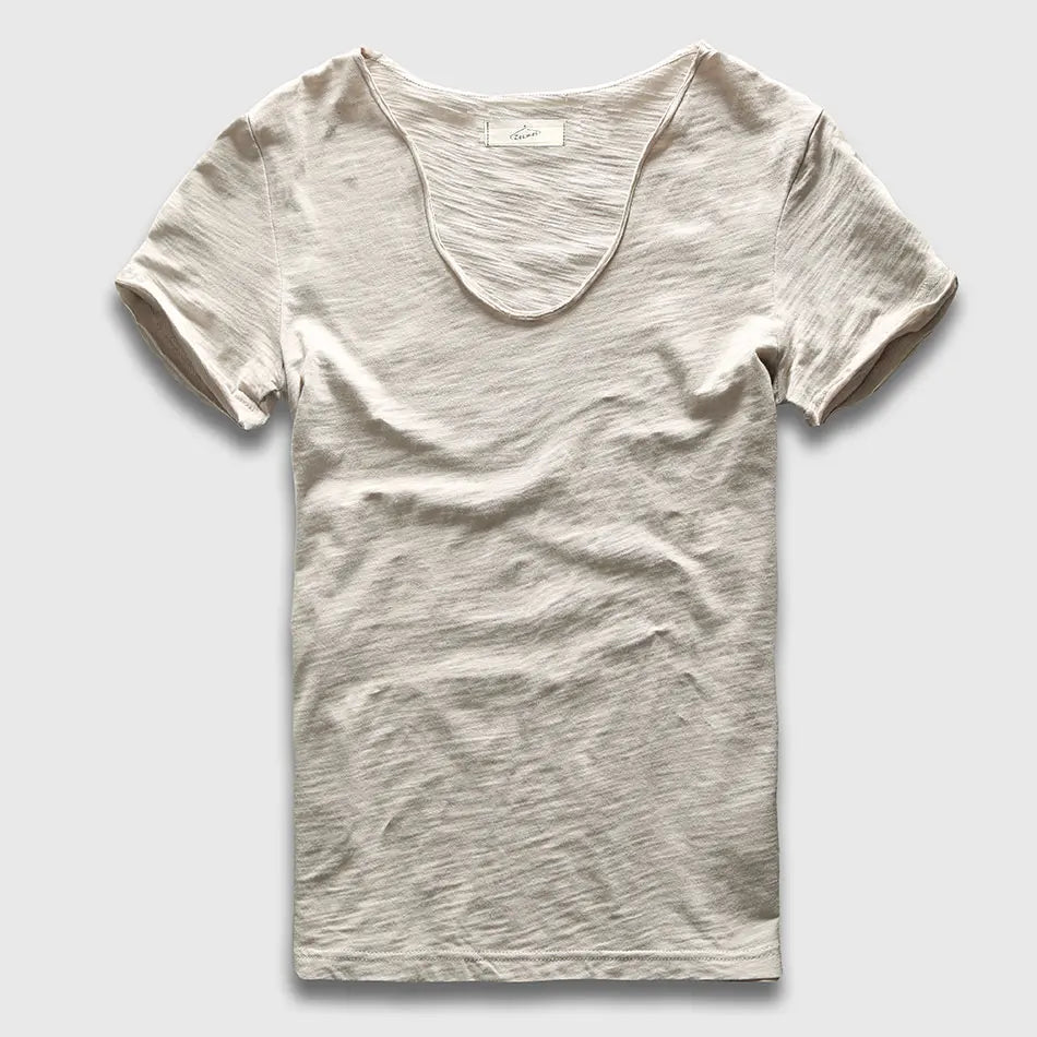 VogueFit Solid Cotton V-Neck Slim Fit T-Shirt for Men ATHLEXES