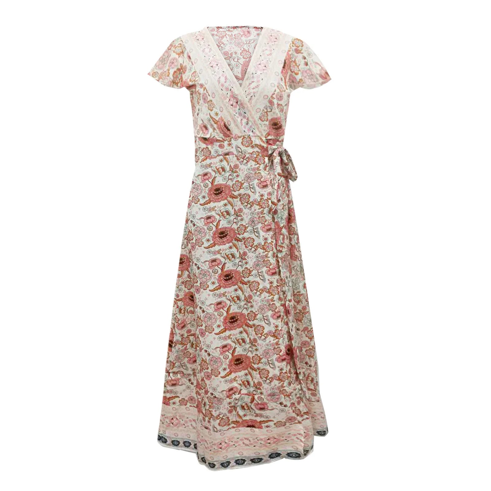 Chic V Neck Summer Slit Maxi Dress for Women ATHLEXES