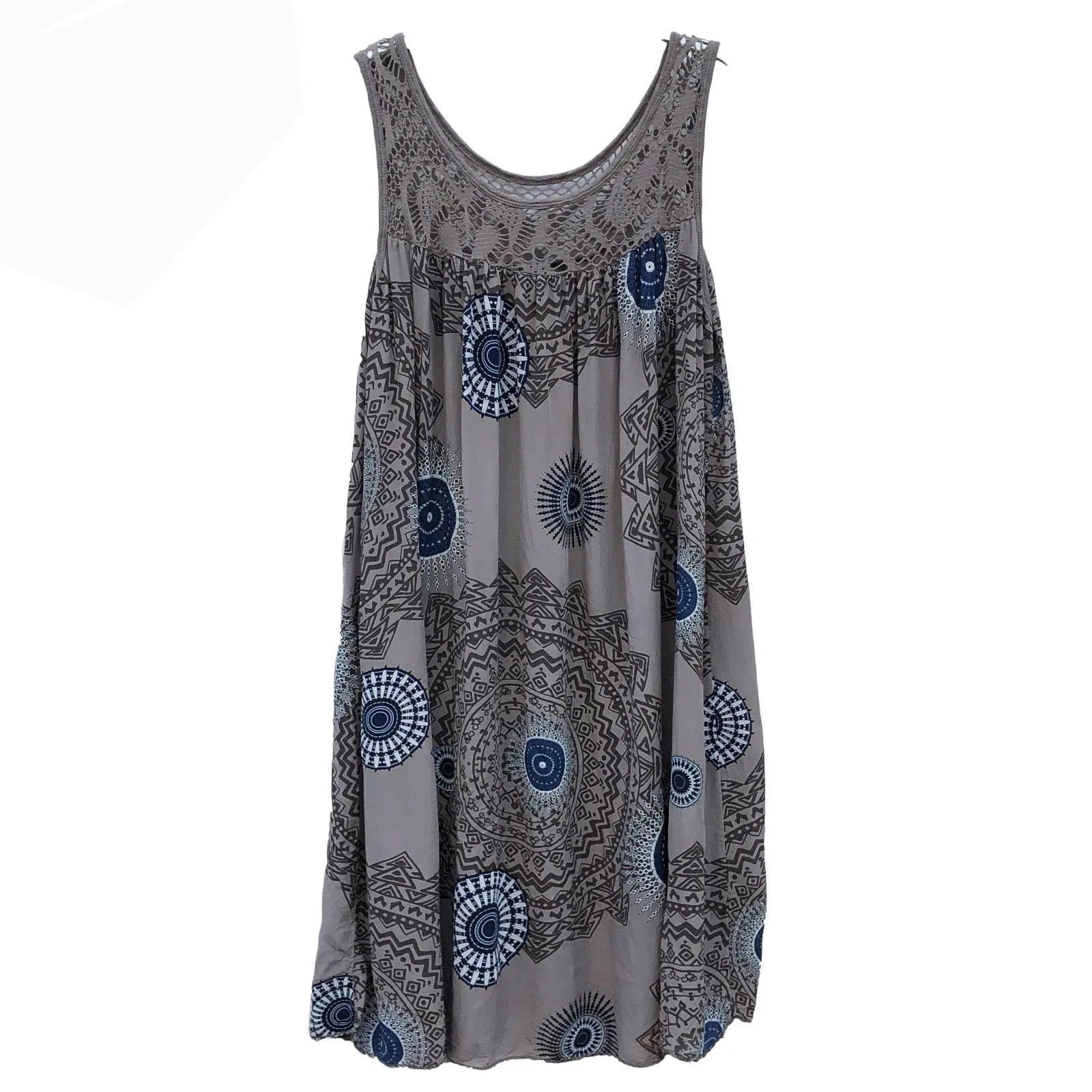 Elegant Lace Print Plus Size Sleeveless Dress ATHLEXES