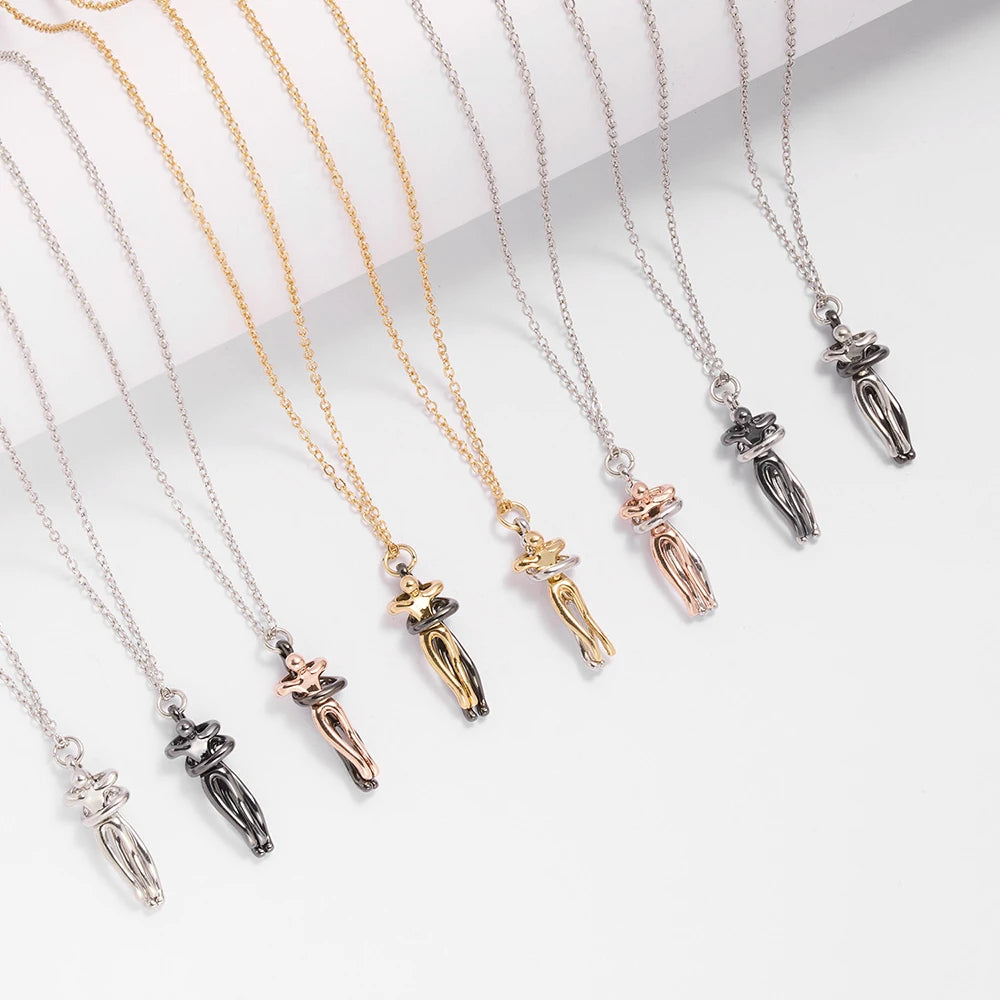 Hugging Pendant Choker Necklace for Couples ATHLEXES