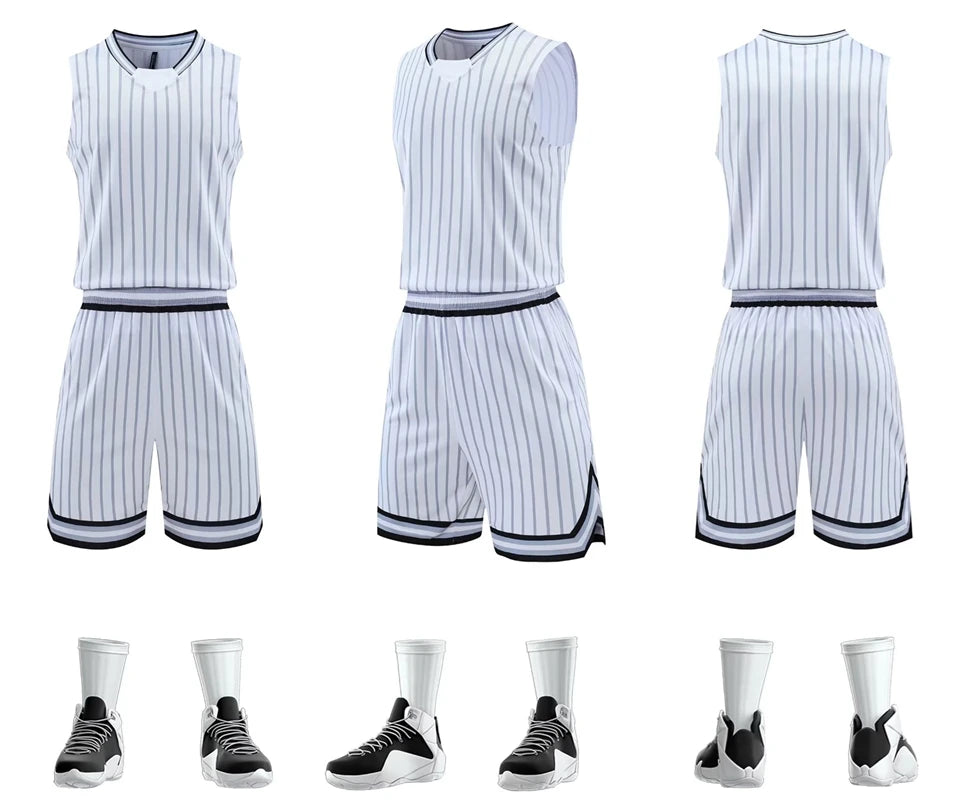 Custom Stripe Basketball Jersey Set for All Ages ATHLEXES