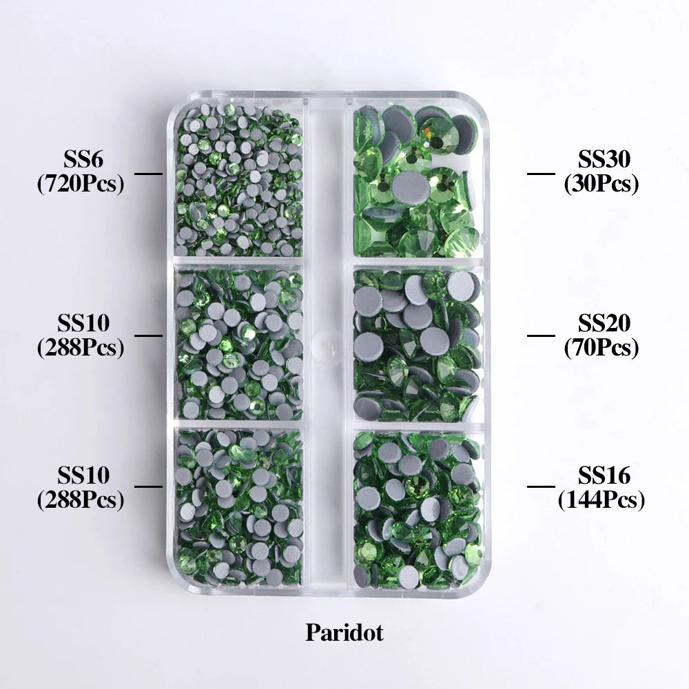 GlamCrystal 1540Pcs Hotfix Glass Rhinestones Set SS6-SS30 ATHLEXES