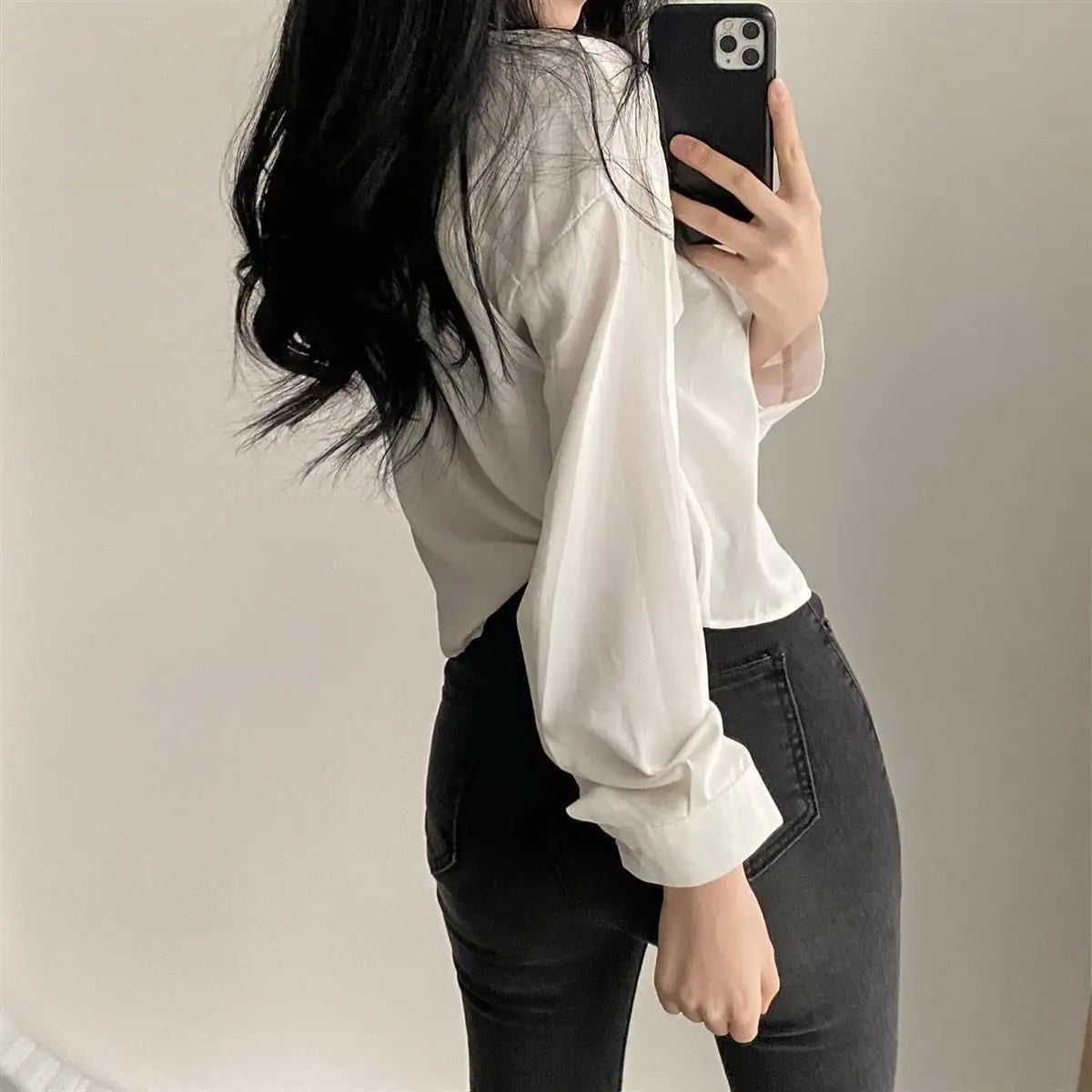Elegant Casual White Long Sleeve Blouse ATHLEXES