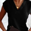 Elegant Khaki V-Neck Summer Blouse for Women ATHLEXES