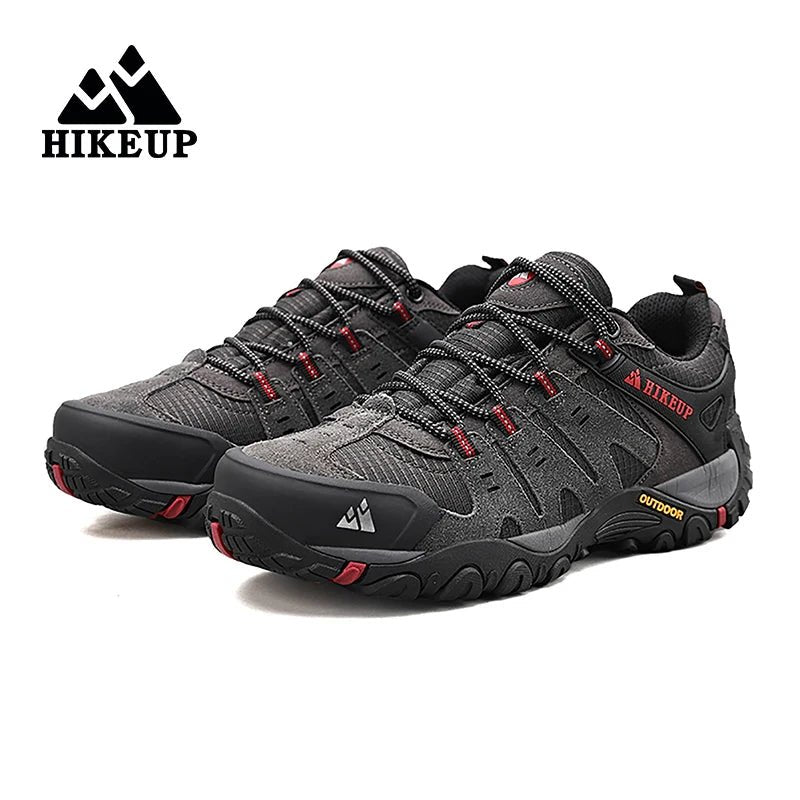 HIKEUP Men's Hiking Shoes Suede Leather Outdoor Shoes Wear-resistant Men Trekking Walking Hunting Tactical Sneakers ATHLEXES