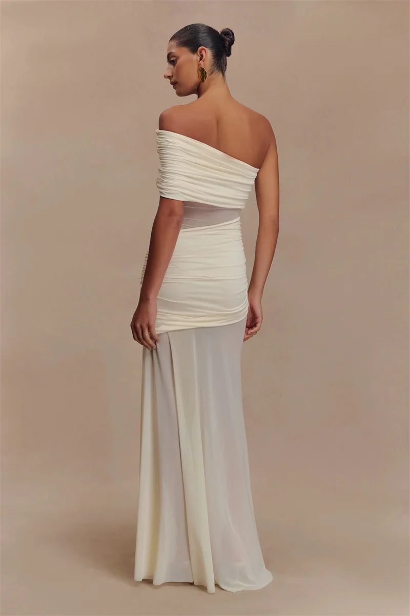 Chic Off-Shoulder Mesh Maxi Dress for Women ATHLEXES