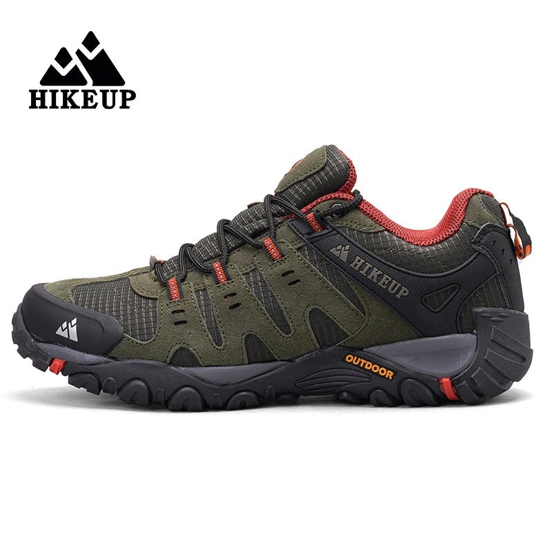 HIKEUP Men's Hiking Shoes Suede Leather Outdoor Shoes Wear-resistant Men Trekking Walking Hunting Tactical Sneakers ATHLEXES