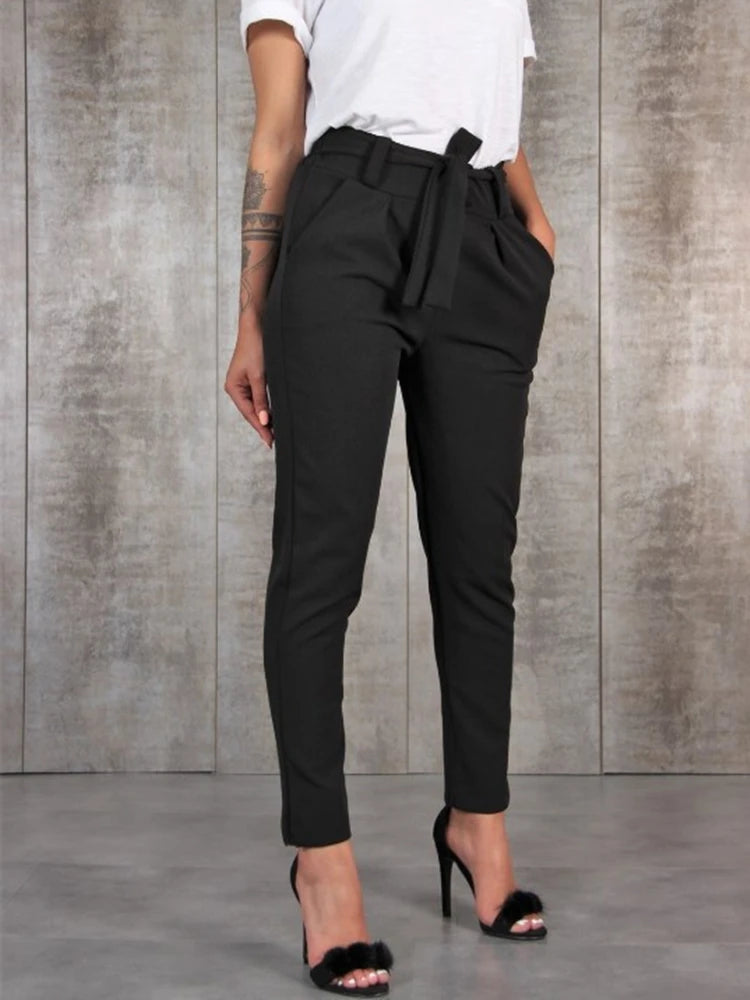 Chic Chiffon High Waist Slim Fit Pants for Women ATHLEXES