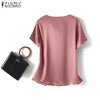 ZANZEA Women's Elegant Satin Summer Blouse ATHLEXES