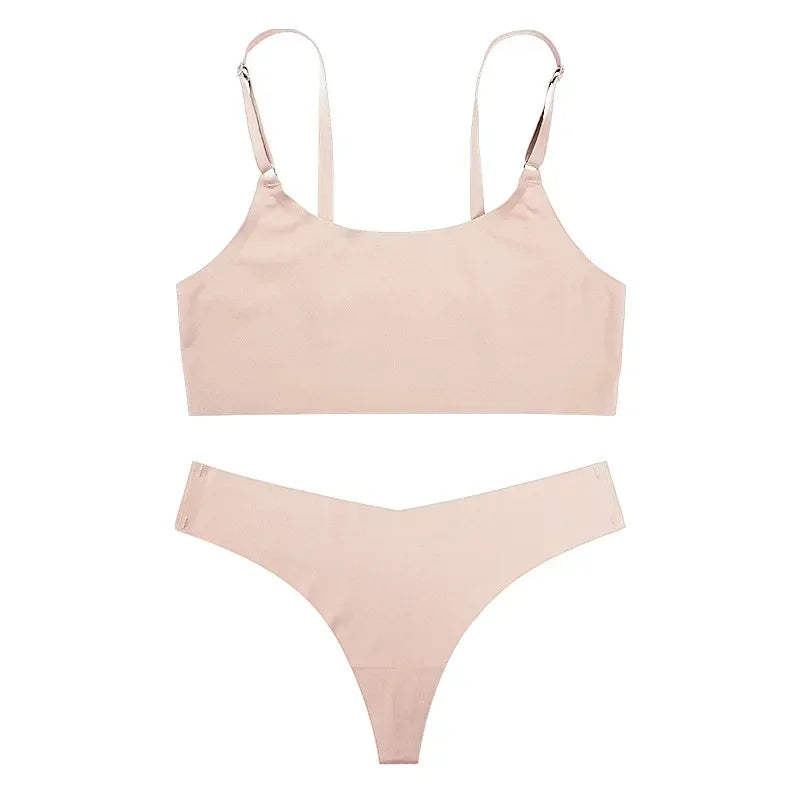ComfortEase Wireless Spaghetti Strap Bra Set ATHLEXES
