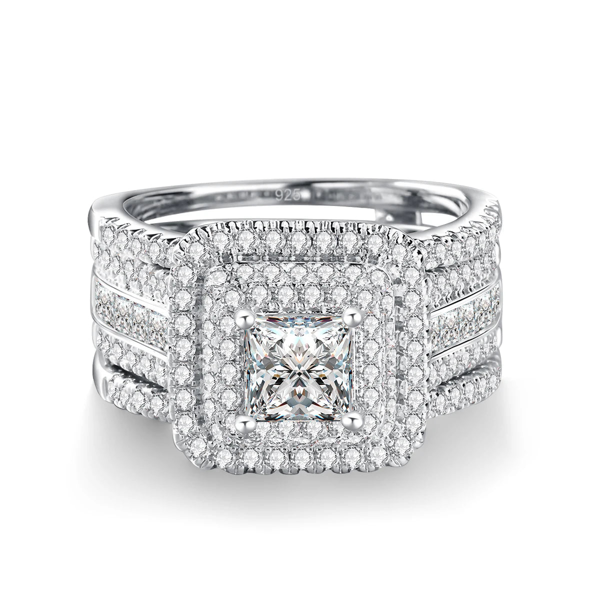 Elegant 2PCS Moissanite Wedding Ring Set 925 Silver ATHLEXES