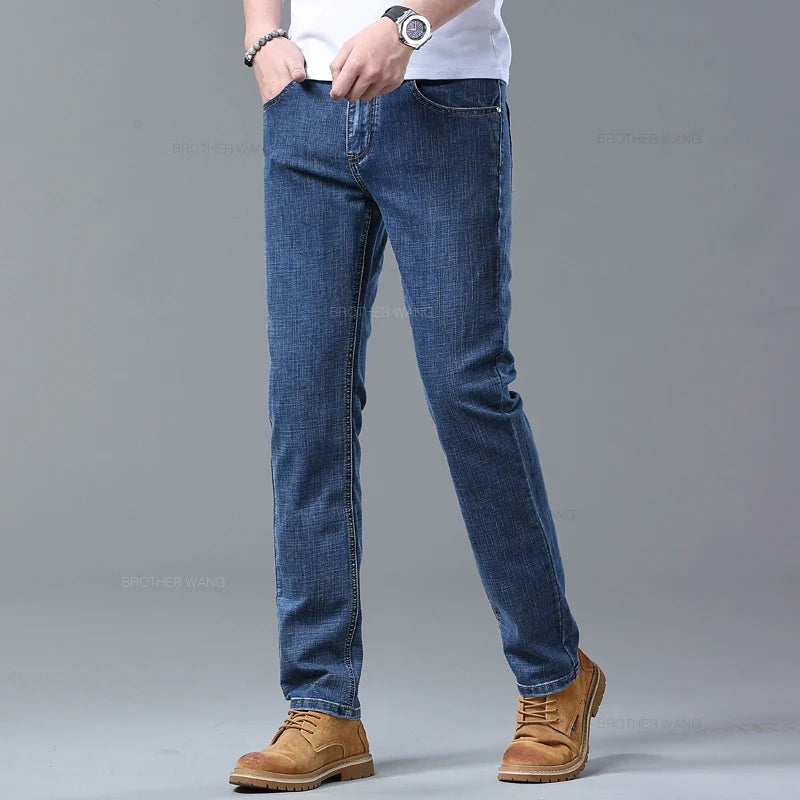 Light Blue Slim Fit Stretch Jeans for Men ATHLEXES