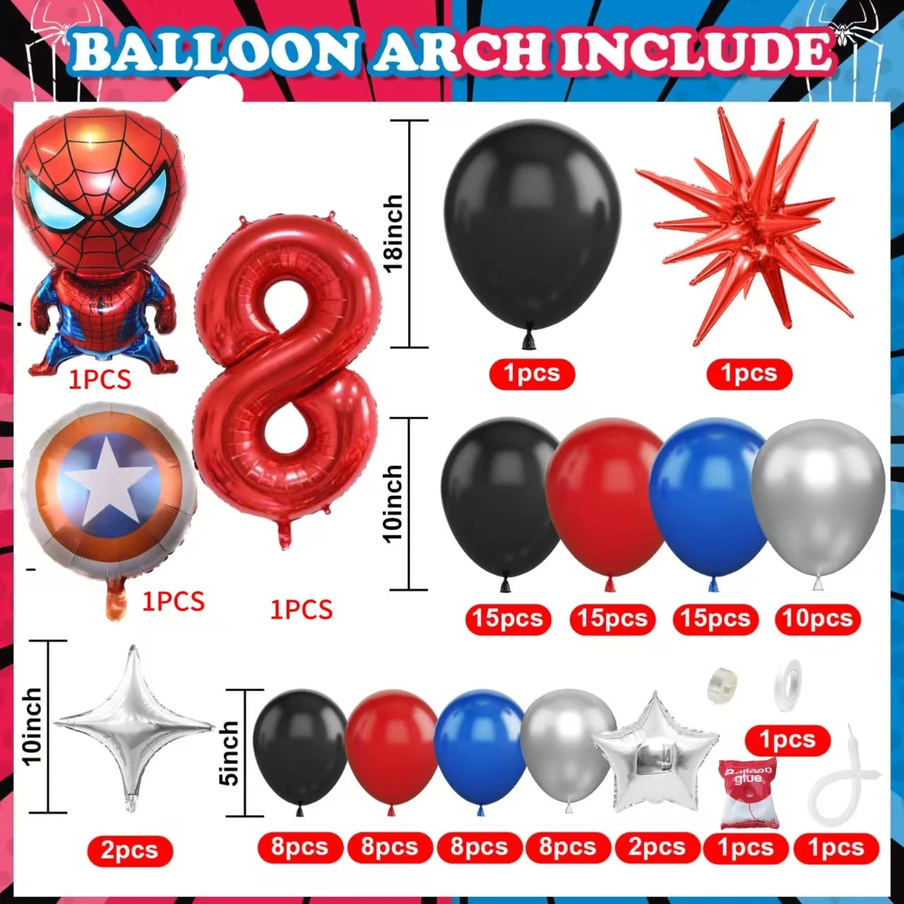 Spiderman Superhero Balloon Garland Kit ATHLEXES