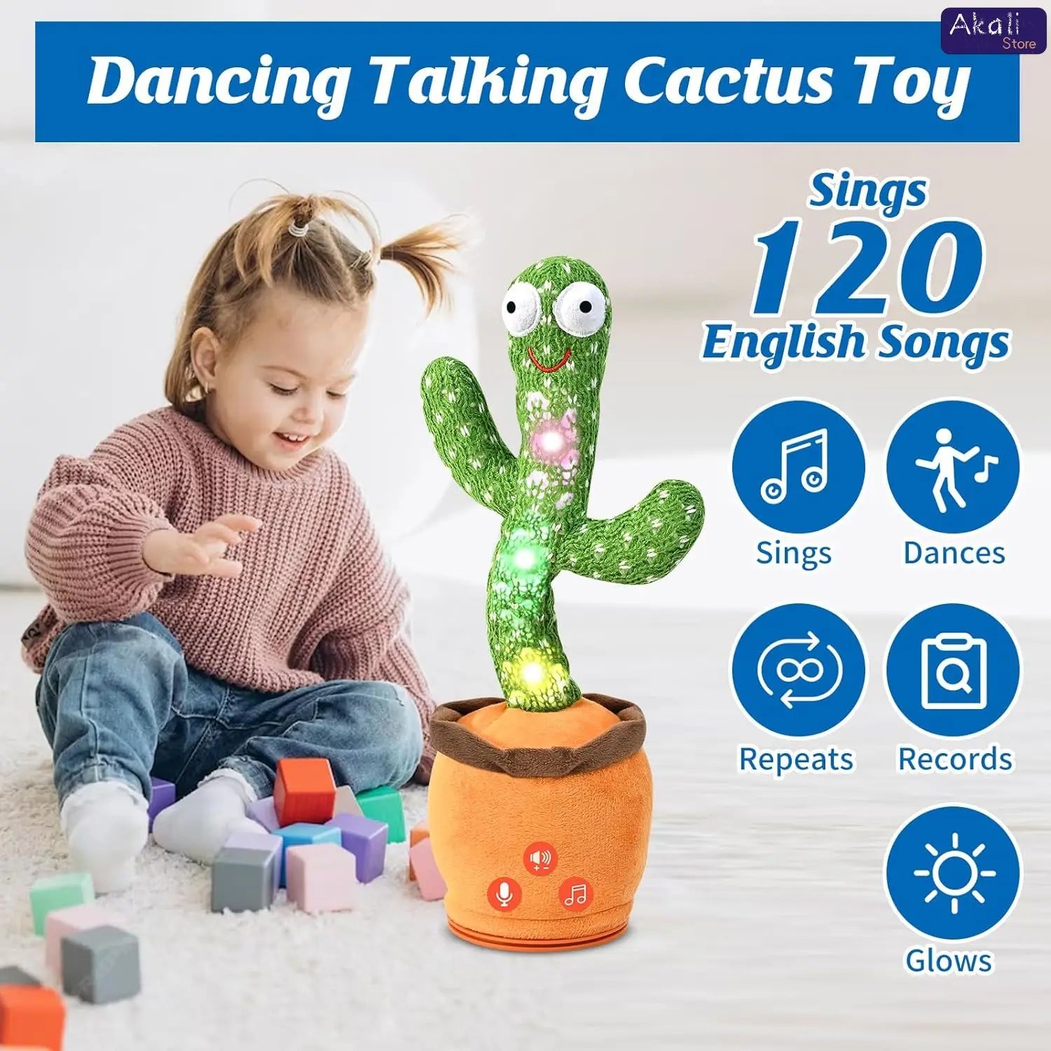 Singing Cactus Toy with LED and 120 Fun Songs ATHLEXES