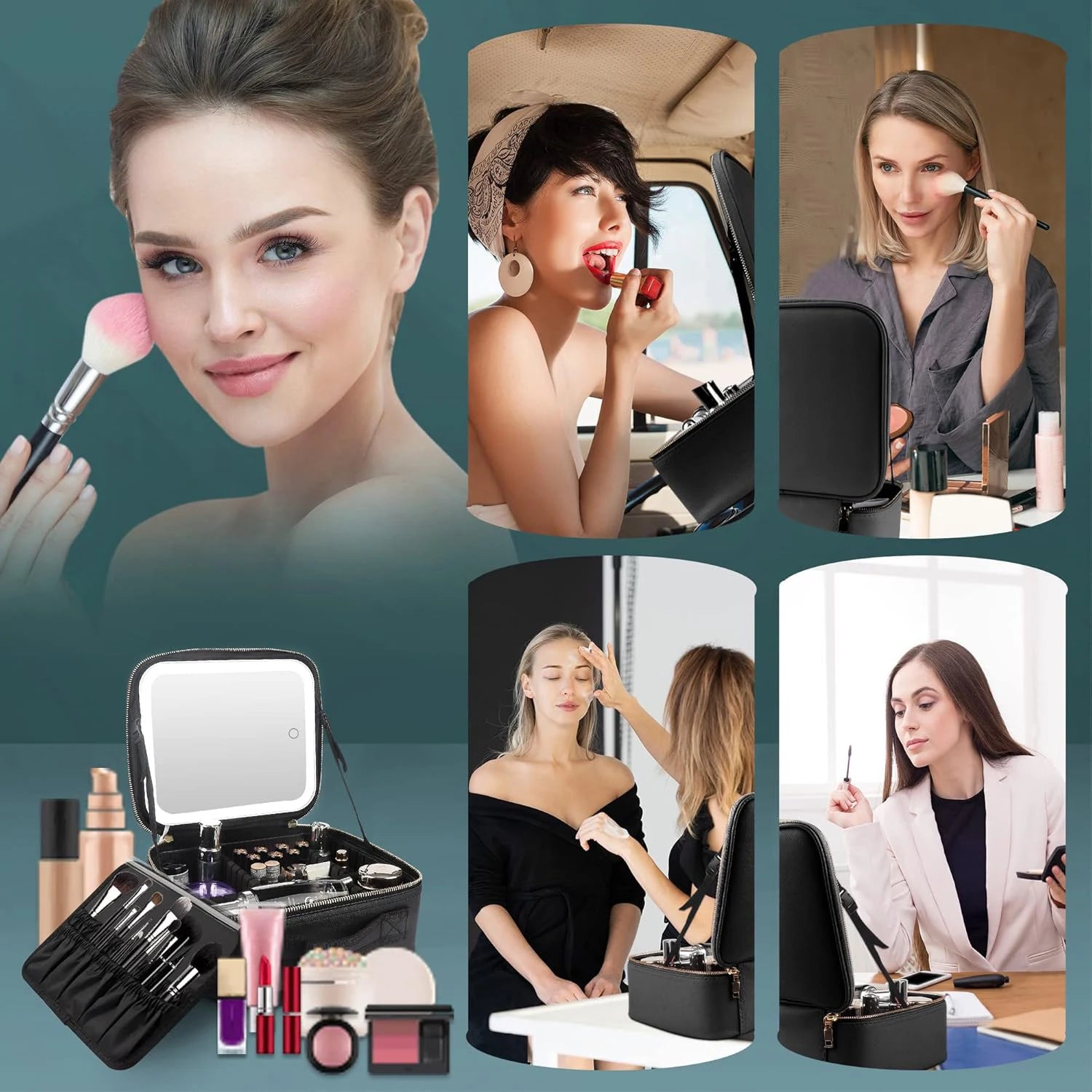 LuxeGlow Travel Makeup Organizer with Mirror ATHLEXES