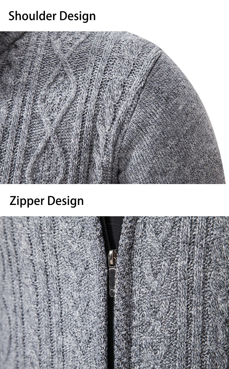 Velvet Warmth High Collar Cardigan for Men - Winter Knitwear ATHLEXES