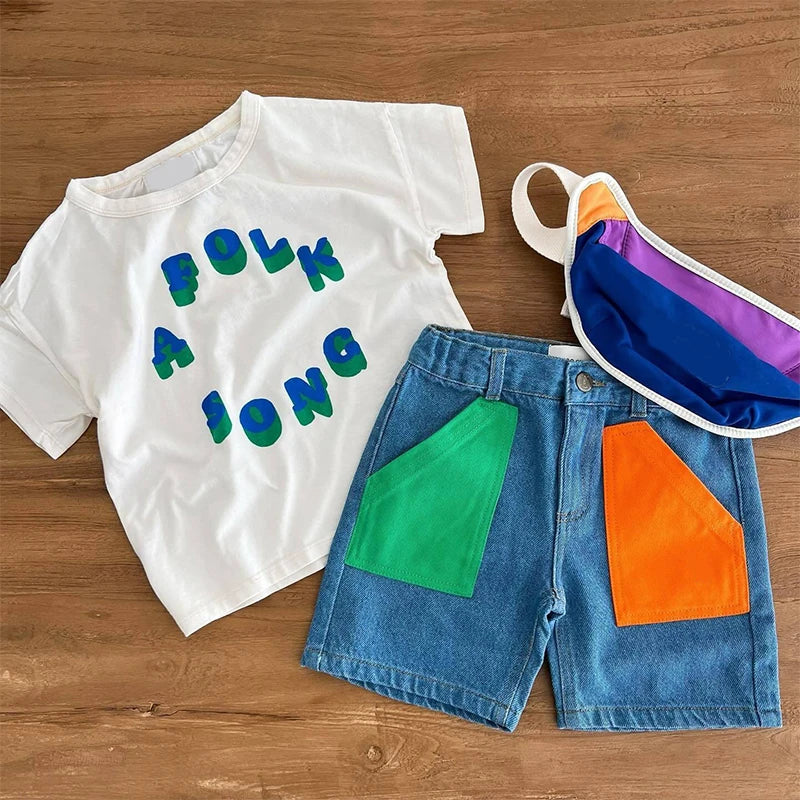Korean Cotton Cartoon Tees for Kids 2025 Summer Collection ATHLEXES