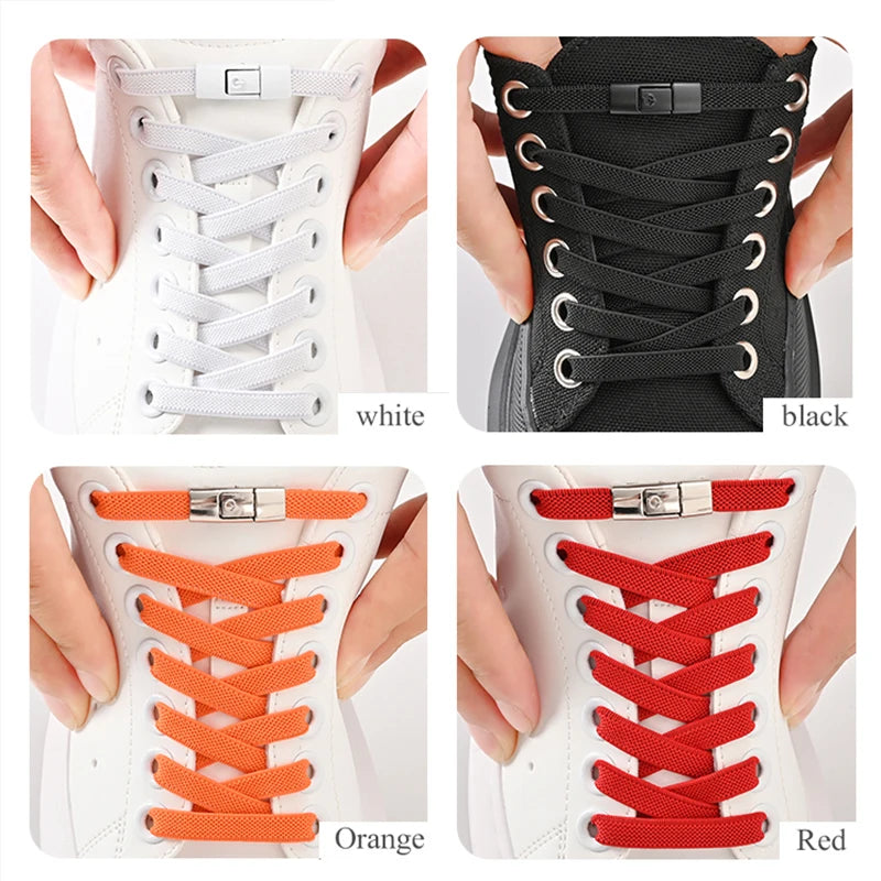 No Tie Elastic 8mm Press Lock Shoelaces for Sneakers ATHLEXES