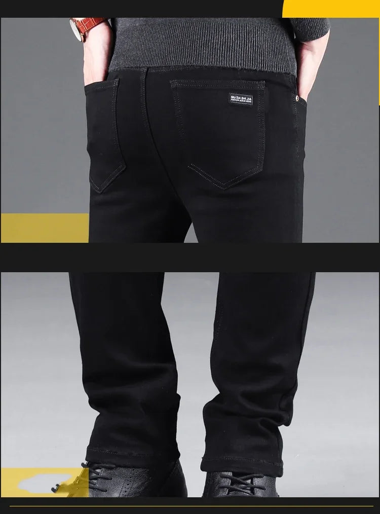 Korean Style Black Slim Fit Jeans for Men ATHLEXES