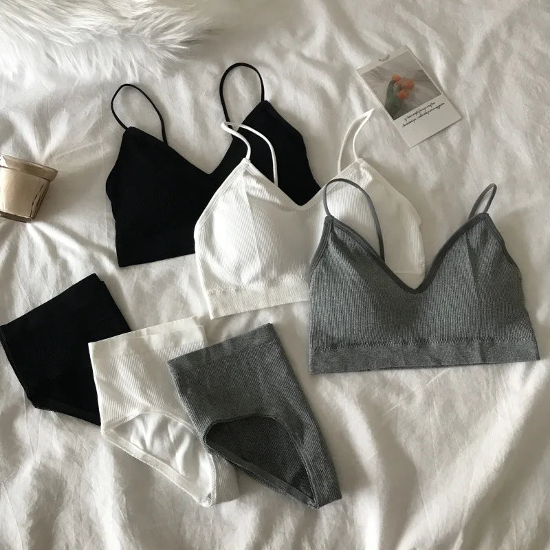 Women's Sports Bra Set Underwear Bra Korean Style Push Up No Steel Ring Bra ATHLEXES