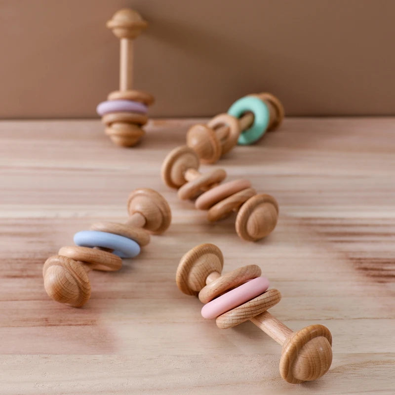 EcoBaby Wooden Rattles and Silicone Teether Set for Infants ATHLEXES