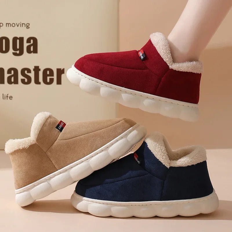 Kidmi Winter Women Shoes Casual House Shoes For Men 2024 Outdoor Warm Cotton Shoes For Women Indoor Plush Padded Slippers Female ATHLEXES