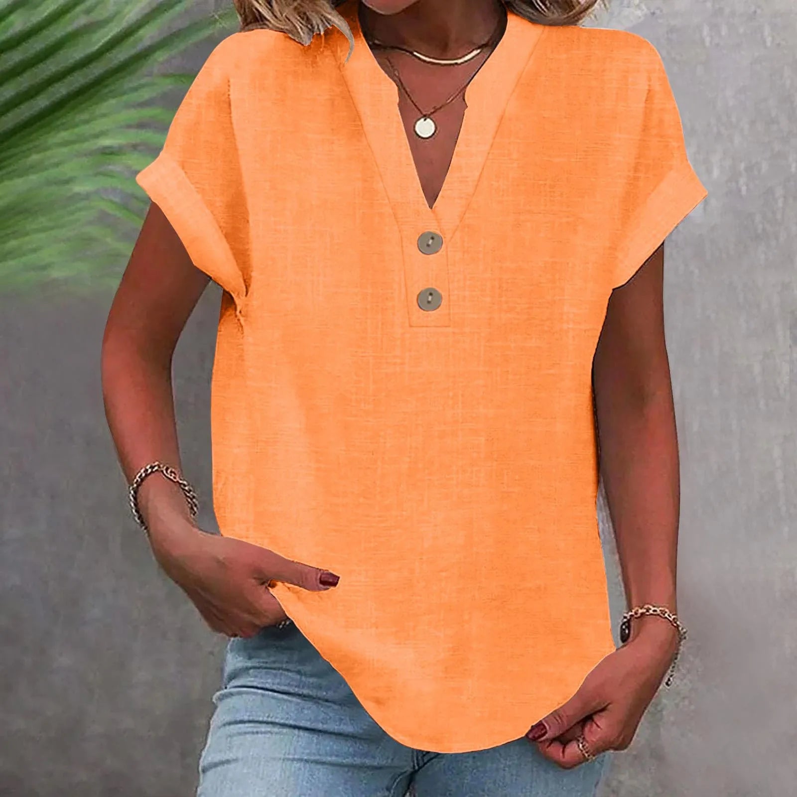 Breezy V Neck Cotton Linen Shirt for Women ATHLEXES