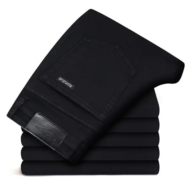 Classic Black Biker Stretch Denim Trousers ATHLEXES