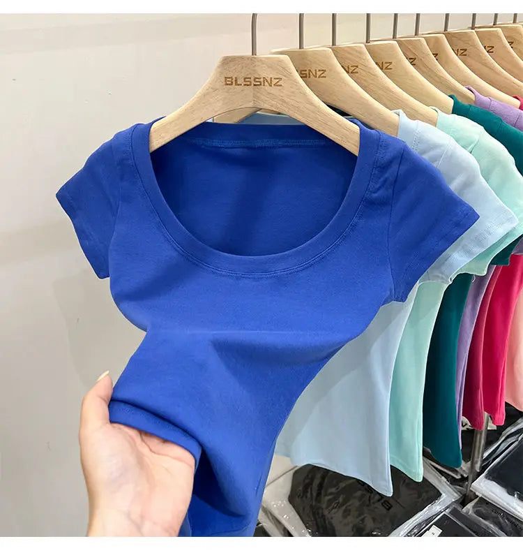 Cotton U-Neck Slimming Summer Tee for Women ATHLEXES