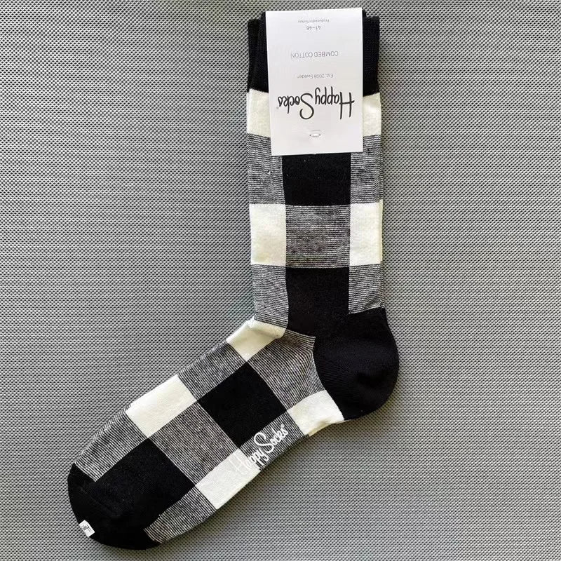 Happy Socks Men's Diamond Check Crew Socks for All Seasons ATHLEXES
