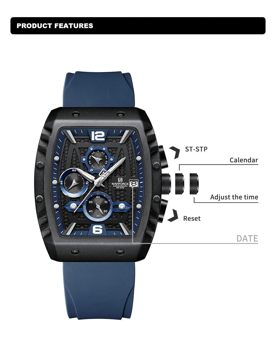 NAVIFORCE NF8025 Waterproof Sport Chronograph Watch ATHLEXES
