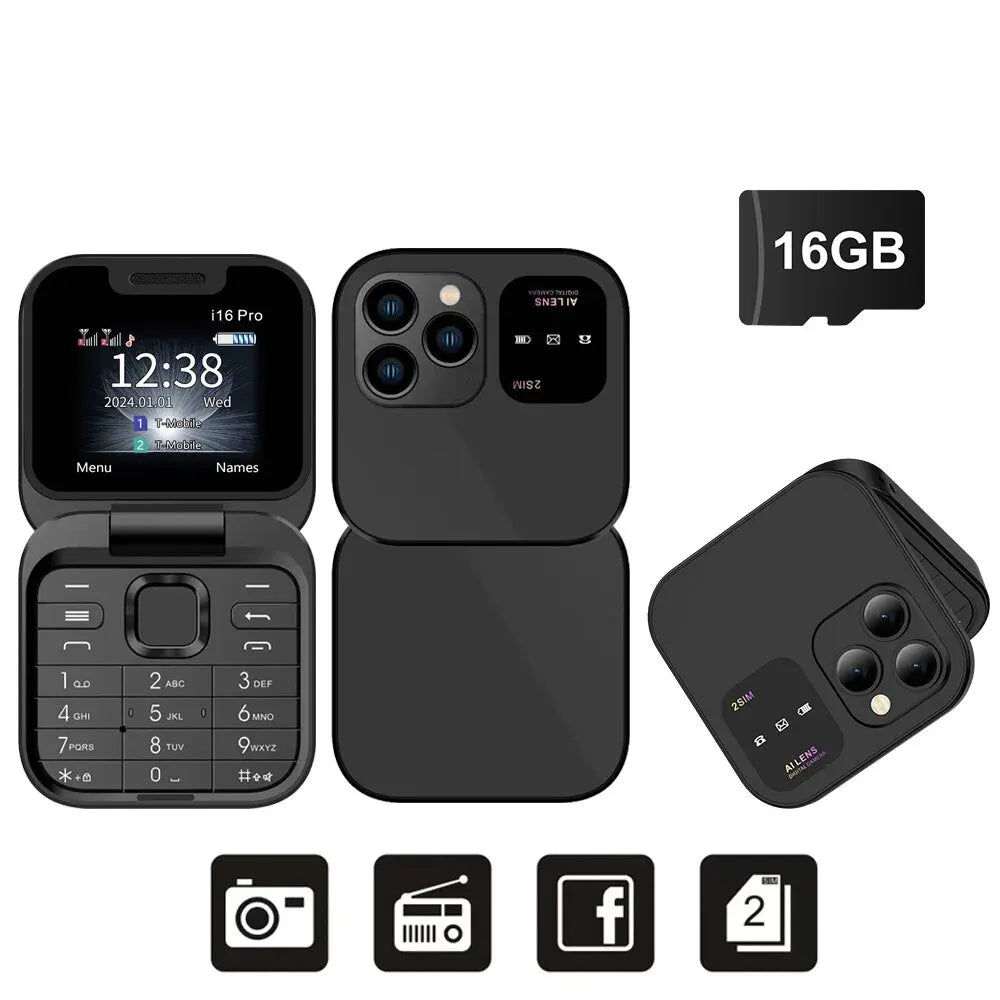 SERVO I16 Pro Mini Flip Phone with Dual SIM & FM Radio ATHLEXES