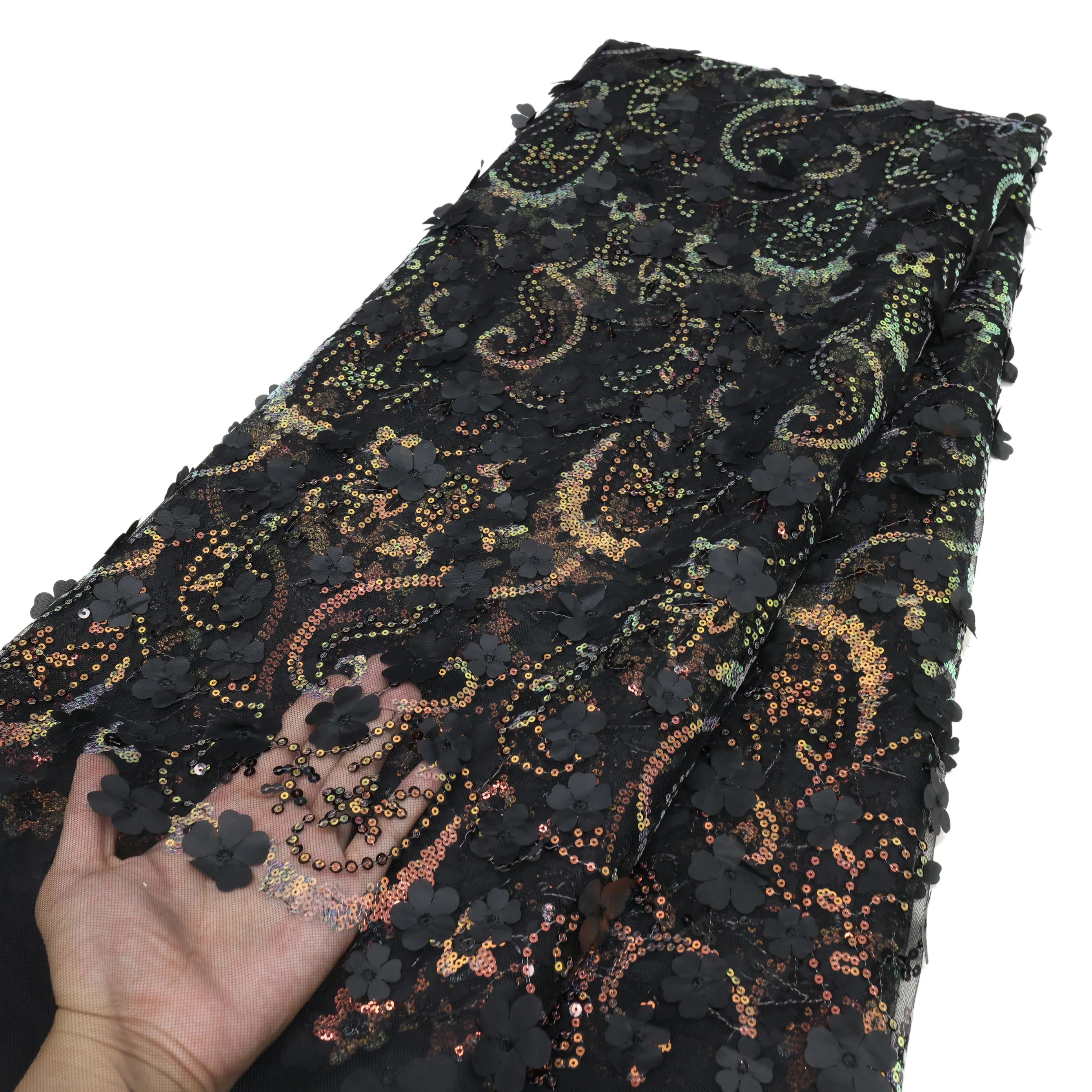 Elegant 3D Floral Lace Fabric for Weddings ATHLEXES