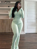 Elegant Street Style Women's Long Sleeve Tops & Flare Pants Set ATHLEXES