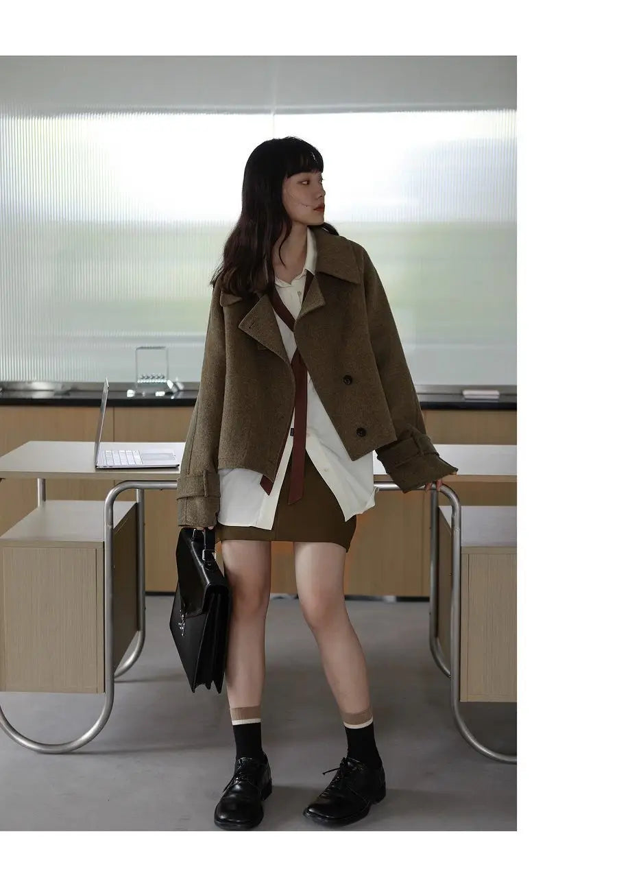 Korean Minimalist Oversized Button-Up Shirt for Women ATHLEXES